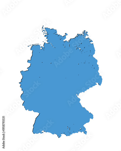 Map of Germany, sign silhouette. World Map Globe. Vector Illustration isolated on white background. Europe continent.