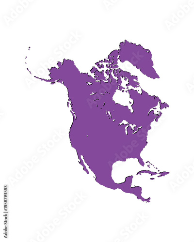 Map of North America, sign silhouette. World Map Globe. Vector Illustration isolated on transparent background. American continent.