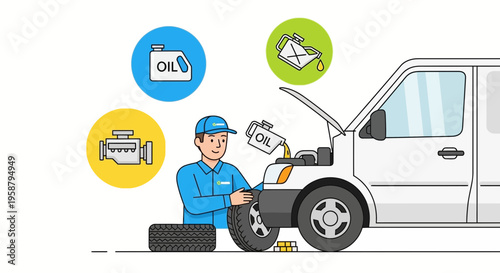 A delivery driver checks vehicle safety before transport on road