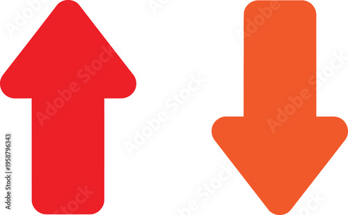 Two contrasting arrows pointing in opposite directions representing upward and downward movement Vector