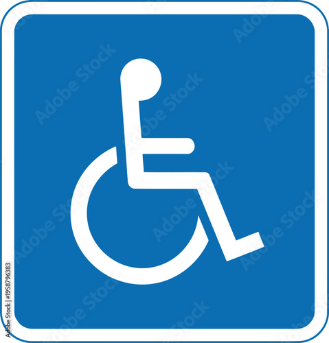 A standard blue and white international symbol of access sign indicating wheelchair accessibility Vector