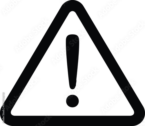 A black and white warning sign symbol featuring an exclamation mark inside a triangular border Vector