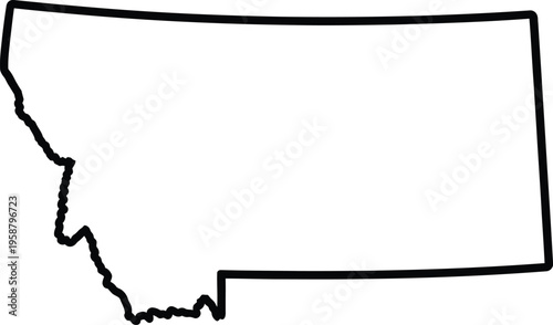A simple black outline of the state of montana isolated on a clean and plain white background area Vector