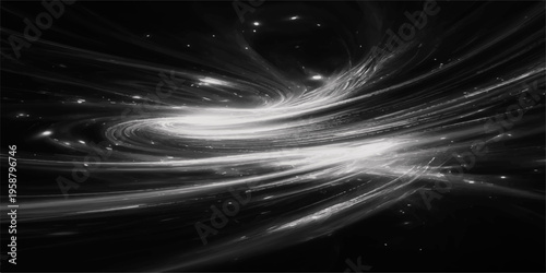 Abstract energy swirls in a dynamic dance of light and shadow, revealing the raw essence of movement and the mysteries of the universe.