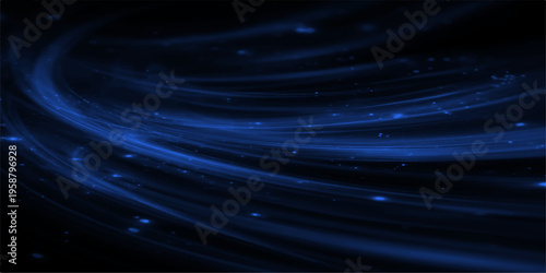 abstract blue energy swirls gracefully across a dark background, the image evokes a sense of motion, depth, and the unknown. Its ethereal, creating a sense of wonder.