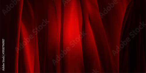 Elegance of Rich Red Velvet Curtain Background. Capturing the dramatic essence of the stage with a sense of anticipation and allure.