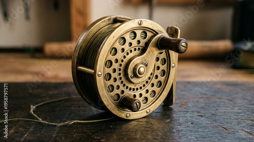Vintage Brass Fly Fishing Reel with Click and Pawl Mechanism