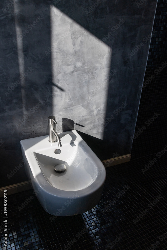 Fototapeta premium bidet in a modern dark bathroom