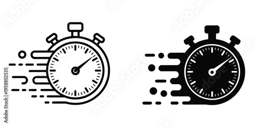 Time fast icon set in different styles for web UI featuring speed clock symbols quick delivery rush timing and fast service vector collection EPS10