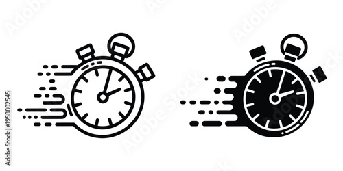 Time fast icon set in different styles for web UI featuring speed clock symbols quick delivery rush timing and fast service vector collection EPS10