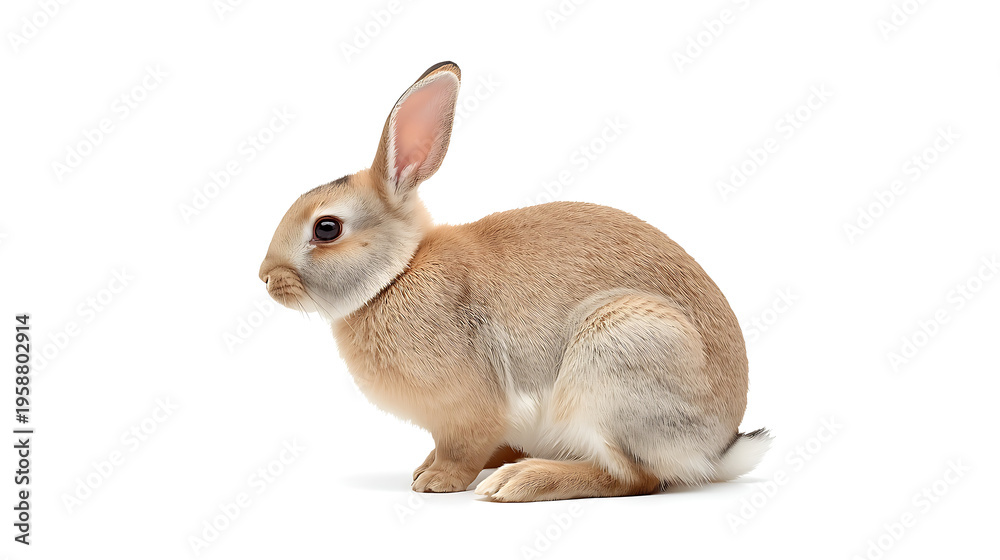 Obraz premium The image features a domestic rabbit shown against a plain white background