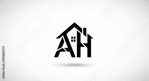 AH lettermark house logo design on white background