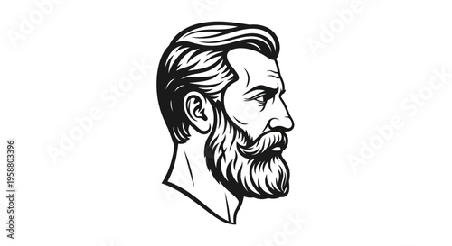 Bearded man profile illustration with stylish hair and beard