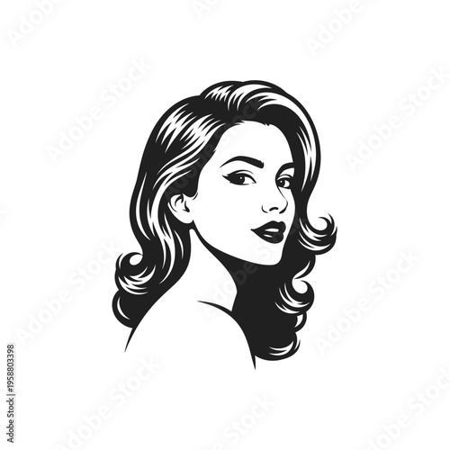 Beautiful woman with classic hairstyle looking over her shoulder