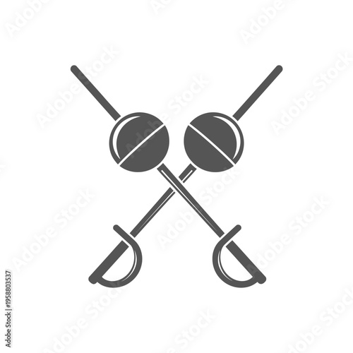 Crossed fencing foils flat icon on white background