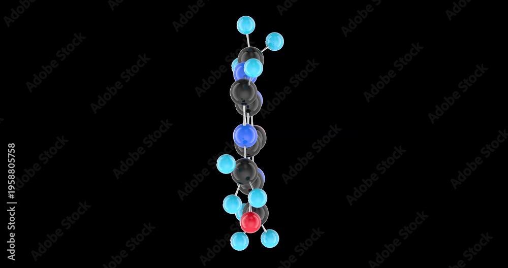 Caffeine molecule model, rotation animation seamlessly loopable. 3D ...