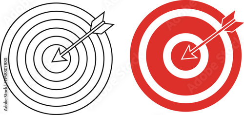 Colorful vector illustration of archery targets with arrows symbolizing precision, accuracy, and goal achievement