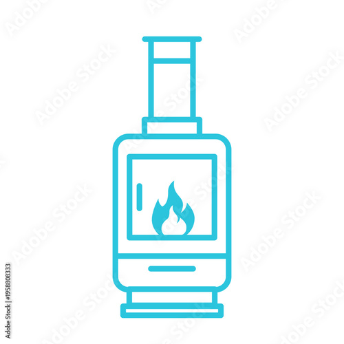 Simple heating stove icon. Isolated on white background. Blue icon