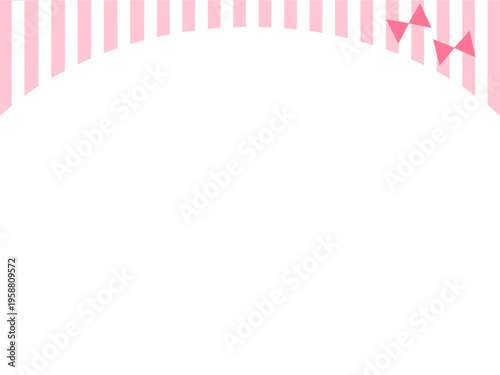 ストライプとリボンのガーリーなアーチ背景フレーム