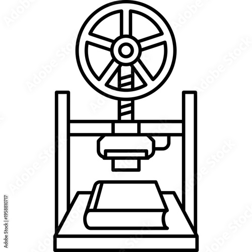 Minimalistic bookbinding gold blocking press outline icon