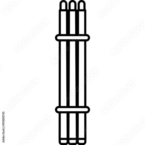 Minimalistic thin carbon fiber kite spar rods outline icon