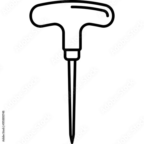 Minimalistic hole clearing awl for caning outline icon