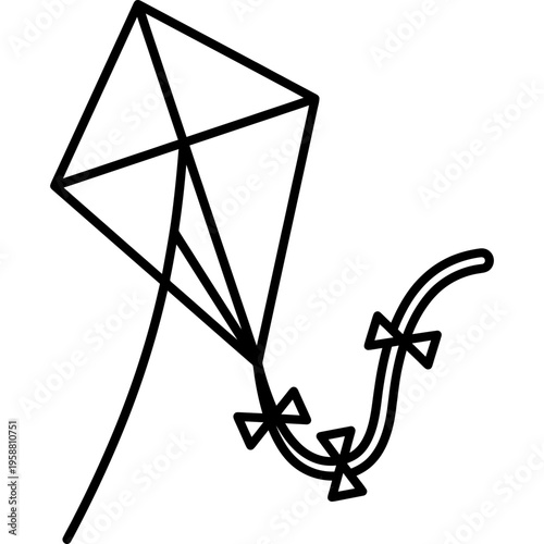 Minimalistic classic diamond kite with tail outline icon