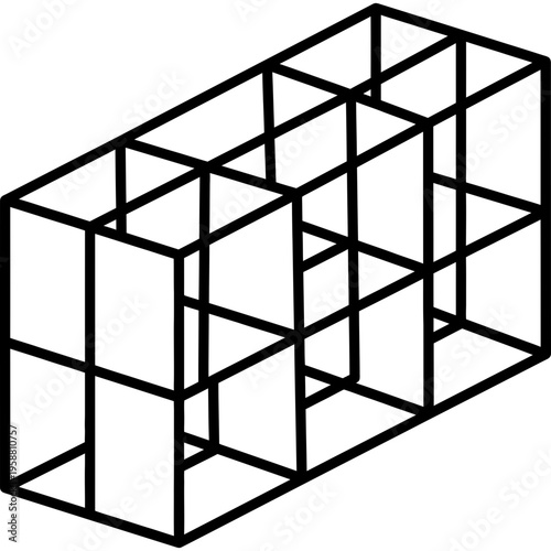 Minimalistic rectangular box kite with cells outline icon