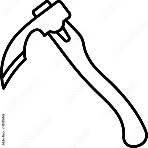 Minimalistic curved blade hand adze outline icon