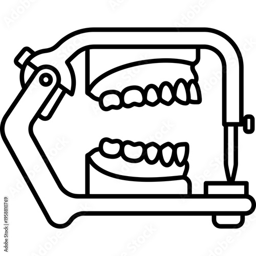 Minimalistic dental articulator jaw model hinge outline icon