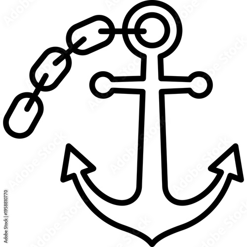 Minimalistic miniature model anchor with chain outline icon