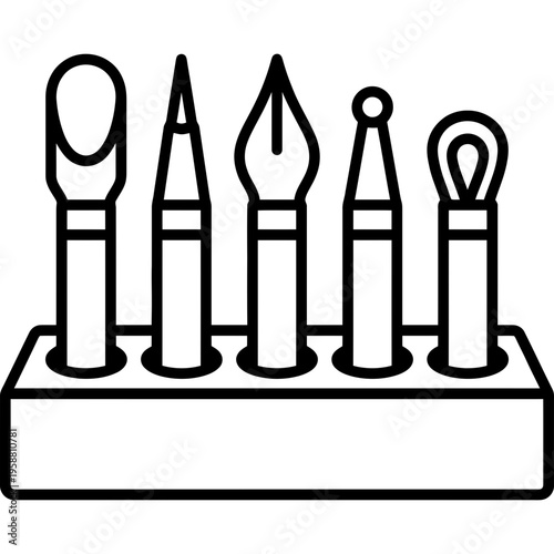 Minimalistic interchangeable pyrography tips outline icon