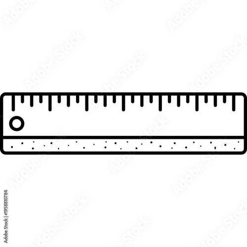 Minimalistic cork-backed metal ruler outline icon