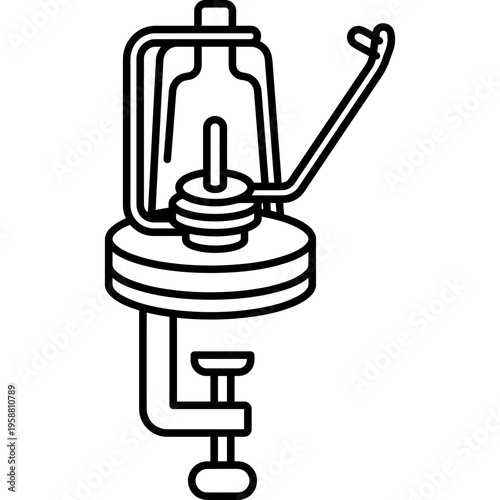 Minimalistic yarn ball winder with clamp outline icon