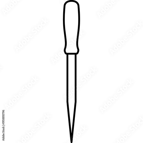 Minimalistic damascene engraving chisel outline icon