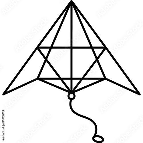 Minimalistic triangular delta wing kite outline icon
