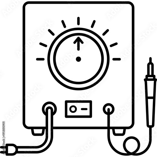 Minimalistic pyrography temperature control unit outline icon