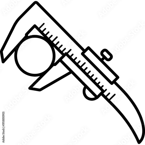 Minimalistic spindle sizing gauge caliper outline icon