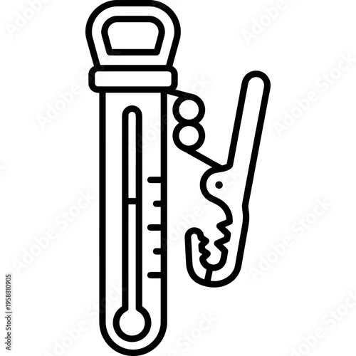 Minimalistic clip-on wax pouring thermometer outline icon