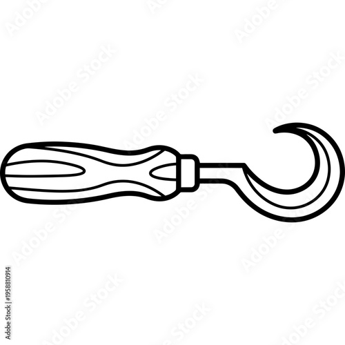 Minimalistic curved spoon carving gouge outline icon