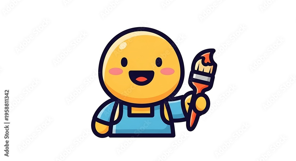 Naklejka premium happy funny easter egg cartoon boy with cute smiling face illustration