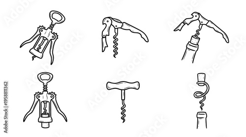 corkscrew line vector set. black color sketches style on white background. Vector illustration.