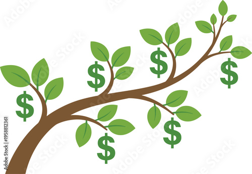 Vibrant illustration of a conceptual money tree, symbolizing financial growth, wealth generation, and successful investment strategies for business and personal finance