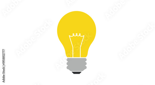 A simple cartoon illustration shows a glowing yellow light bulb with a visible filament and a grey screw base.