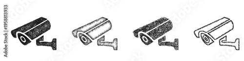 Sketch security camera icon design set