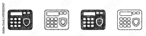 Sketch security control panel icon design set