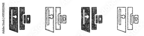 Sketch door sensor icon design set