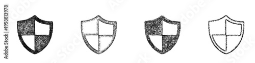 Sketch security shield icon design set