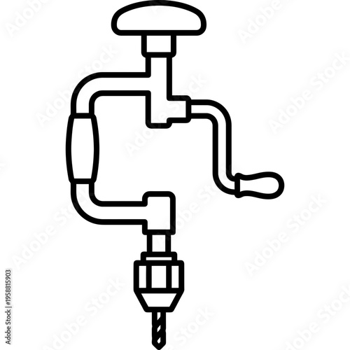 Minimalistic hand brace crank drill outline icon