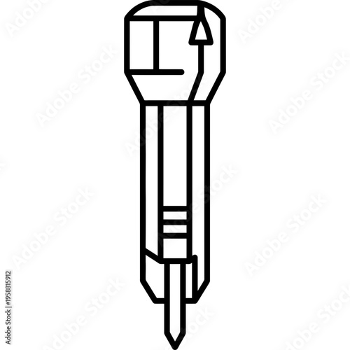 Minimalistic counter punch tool for letter cavities outline icon